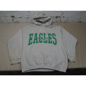 Vintage 1993 Philadelphia Eagles Pullover Hoodie Sweatshirt Gray Kelly Green L